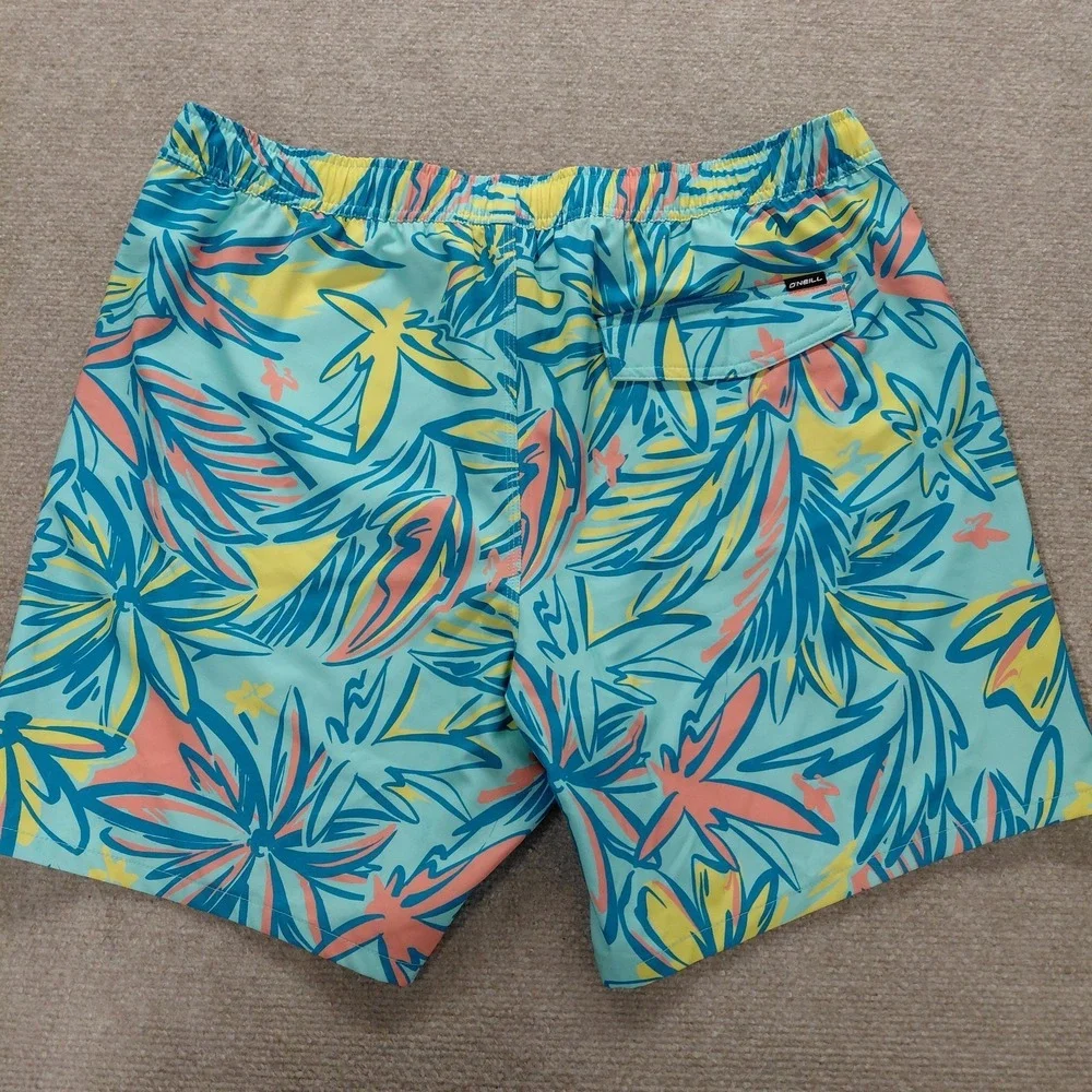 O'Neill Men's XL‎ Hermosa Elastic Waist Board Shorts Trunks Blue Tropical *flaw